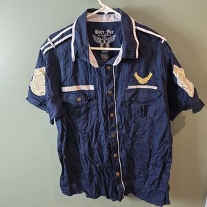 Bare Fox Men's Navy Casual Button Down Shirt